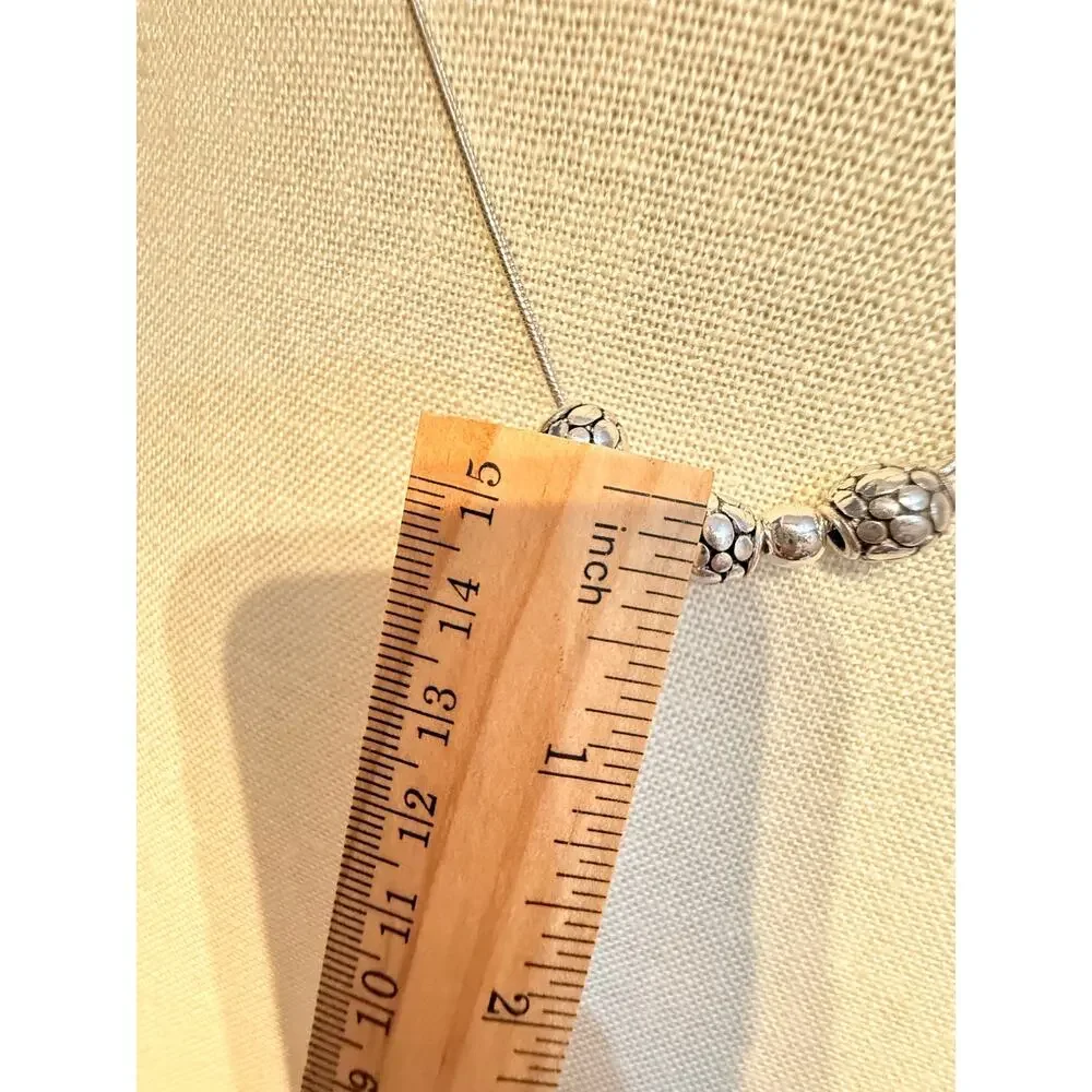 Vintage NOS Silver Tone Beaded Slider Necklace 16”